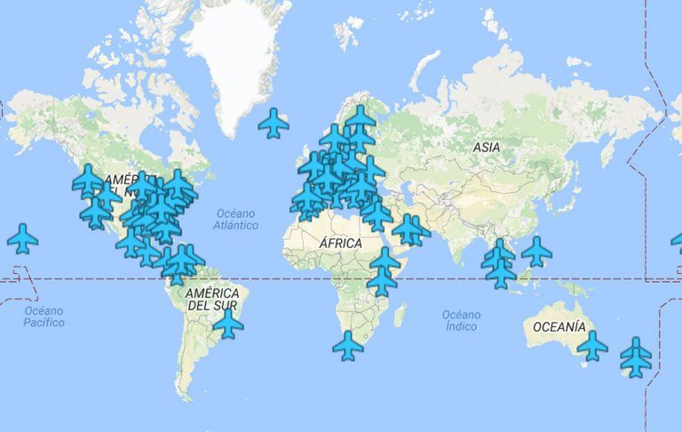 Mapa con contraseñas de Internet de aeropuertos